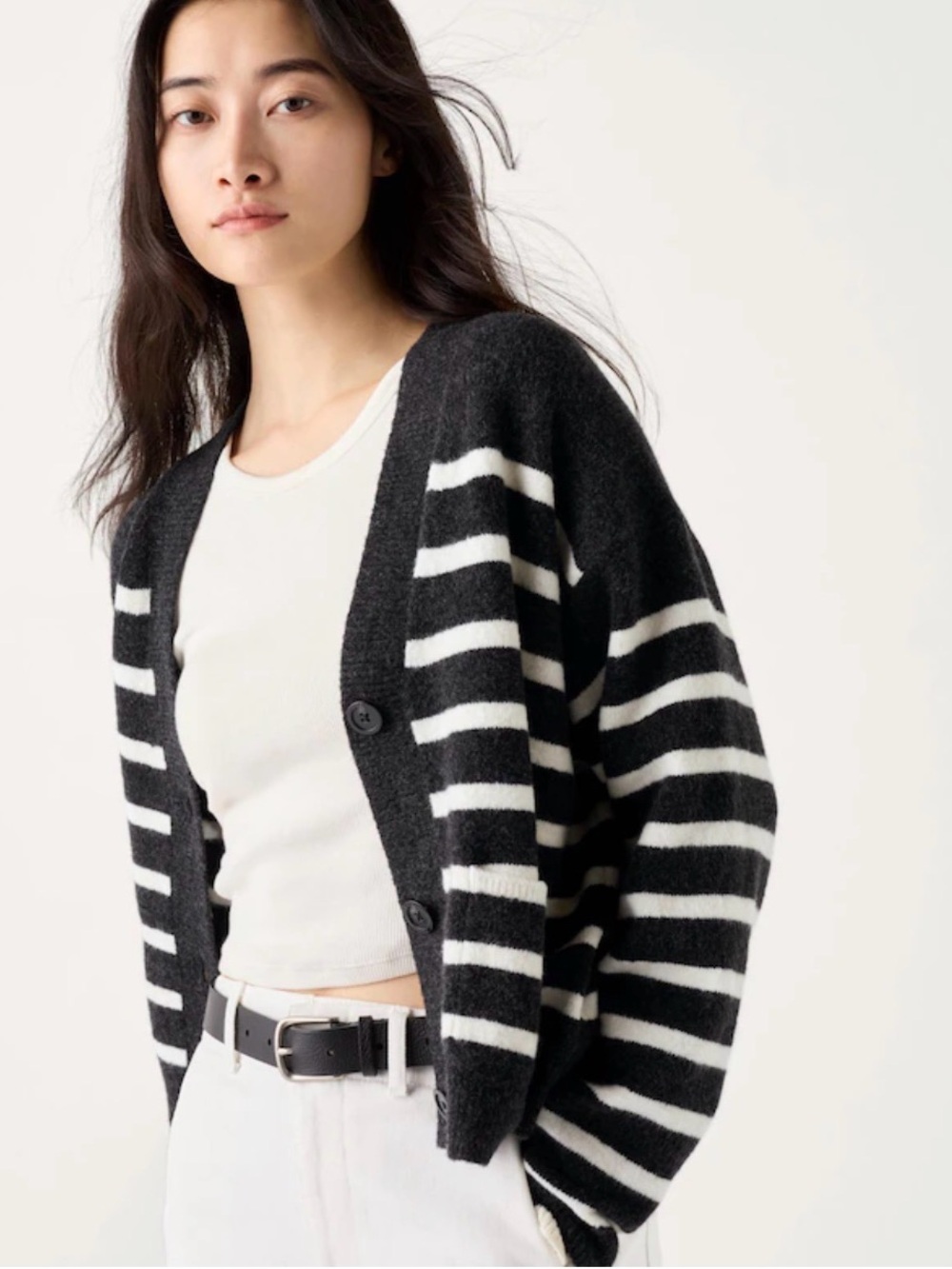 Uniqlo striped wool blend cozy nautical medium